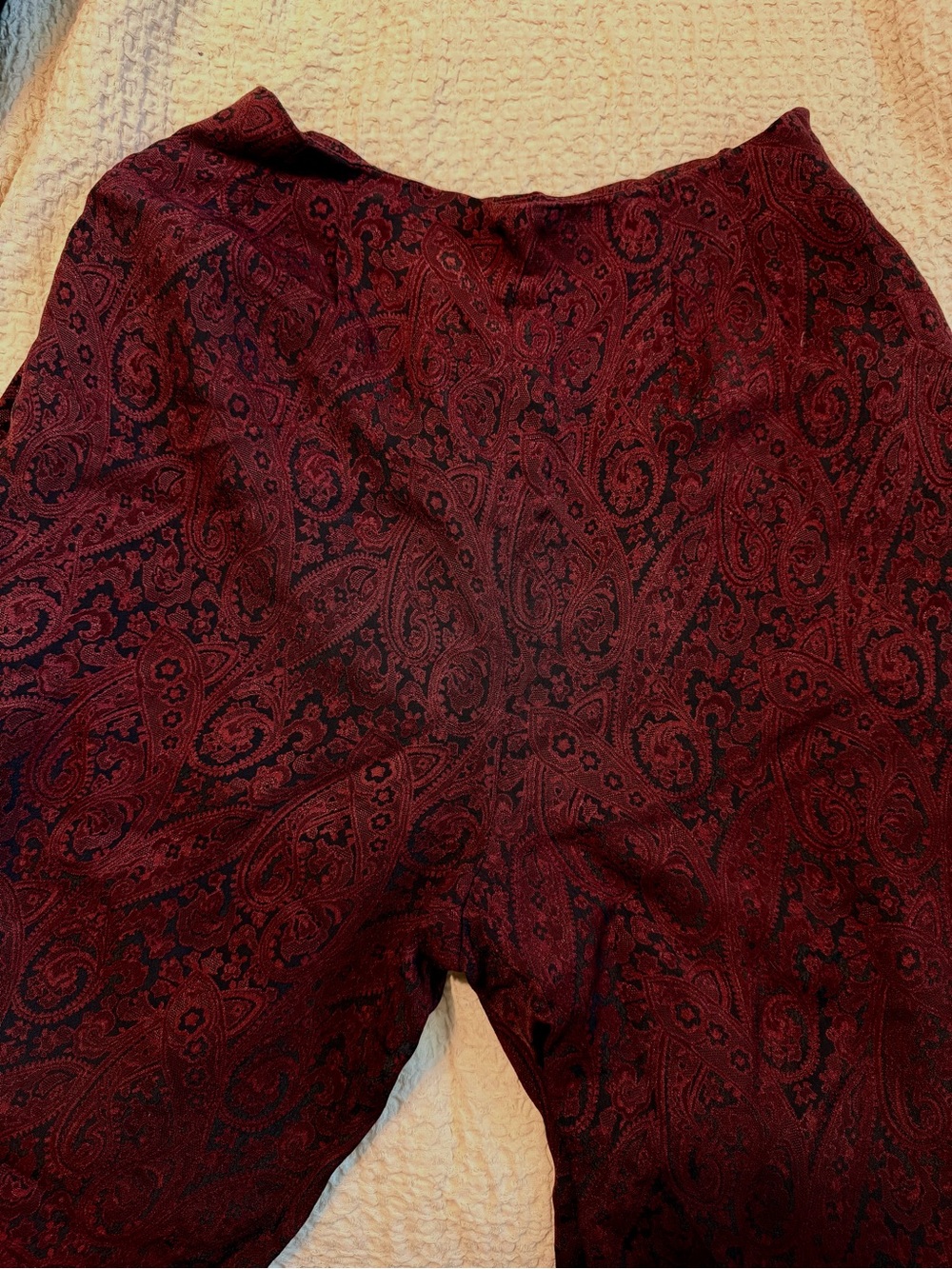 Vintage Burgundy Paisley Boot Cut Pants